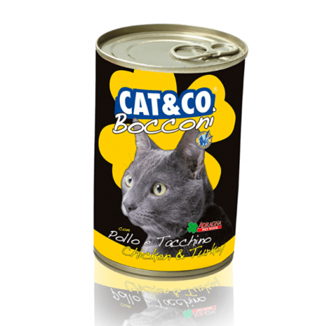 Conserve/hrana umeda pentru pisici Cat&Co chicken and turkey cu pui si curcan 405 gr.