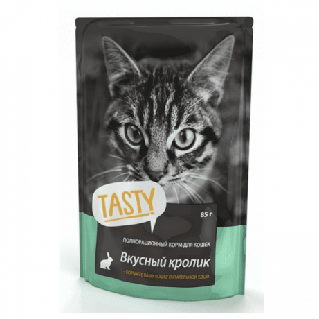Conserve/hrana umeda pentru pisici Tasty Iepure gustos 85 gr.