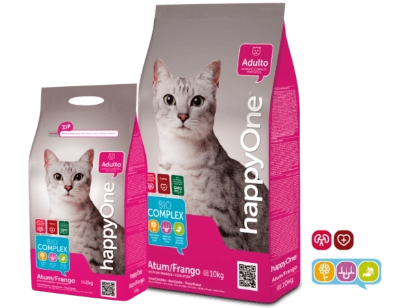 Сухой корм для кошек HappyOne с тунцом / рыбой и курицей